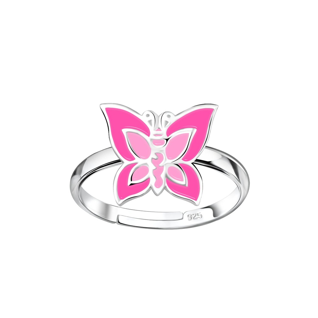 Bague réglable papillon en argent