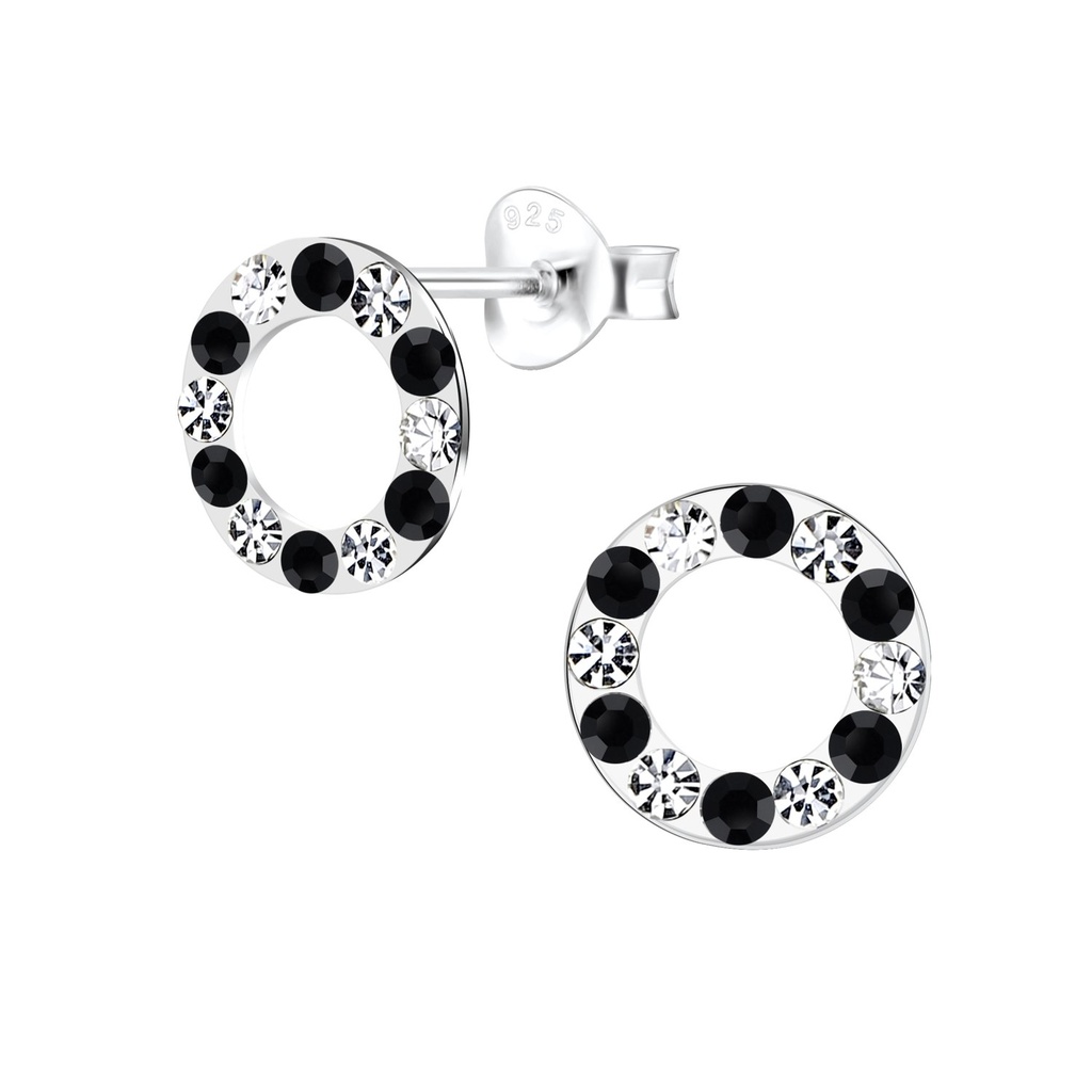 Puces d'oreilles cercle en argent cristal