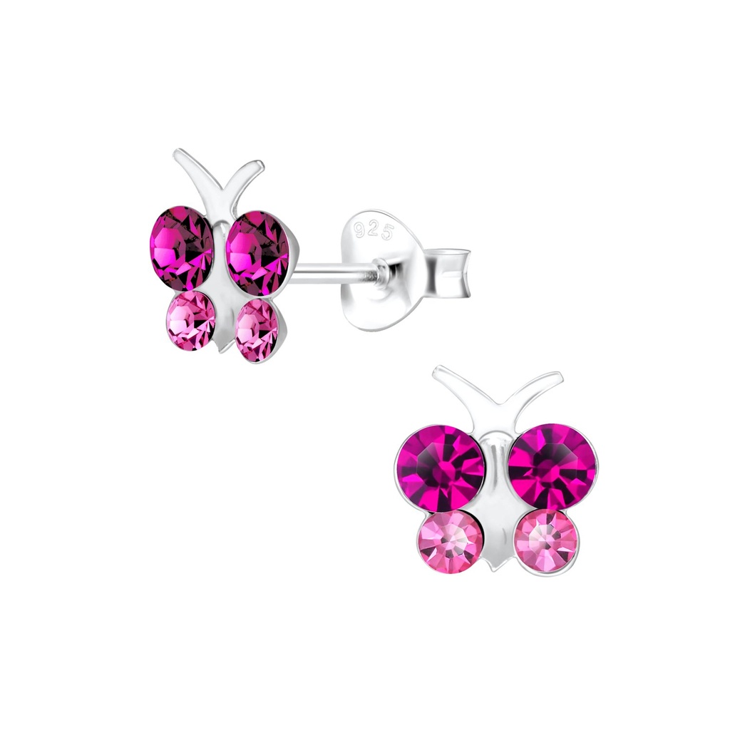 Puces d'oreilles papillon en argent