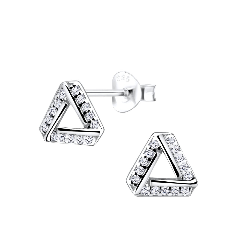 [10011899] Puces d'oreilles triangle en argent