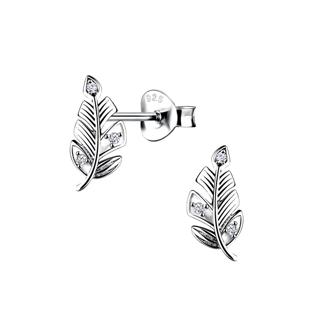 Silver Leaf Stud Earrings