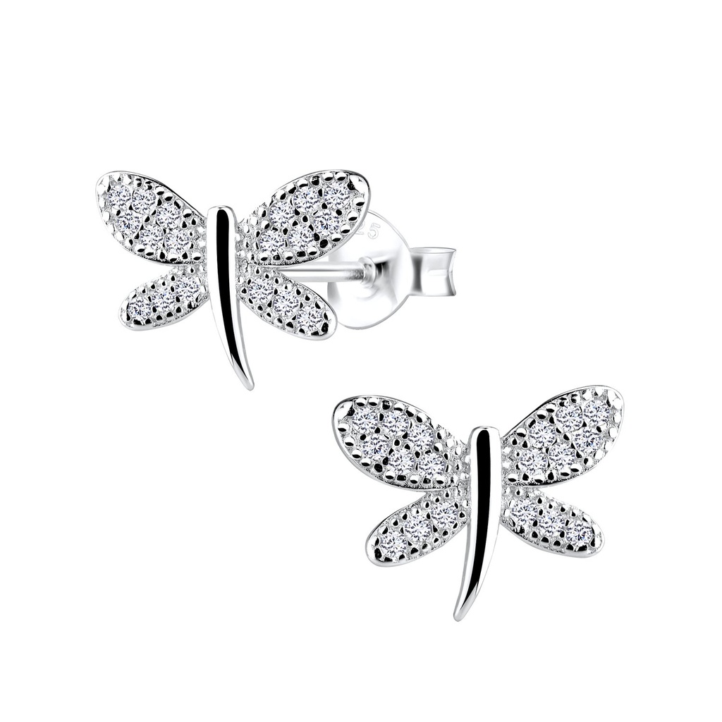 [10011905] Silver Dragonfly Stud Earrings