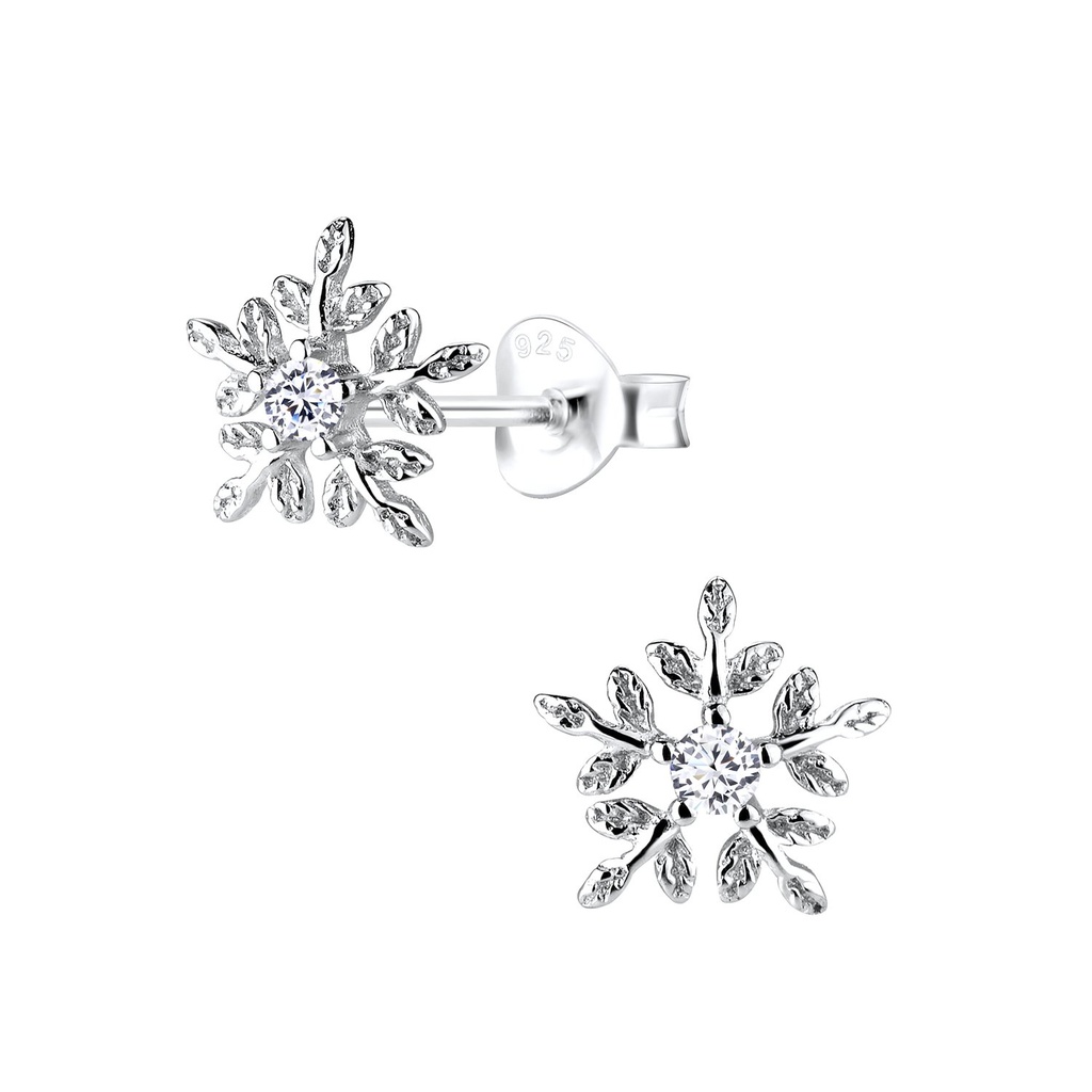 Silver Snowflake Stud Earrings