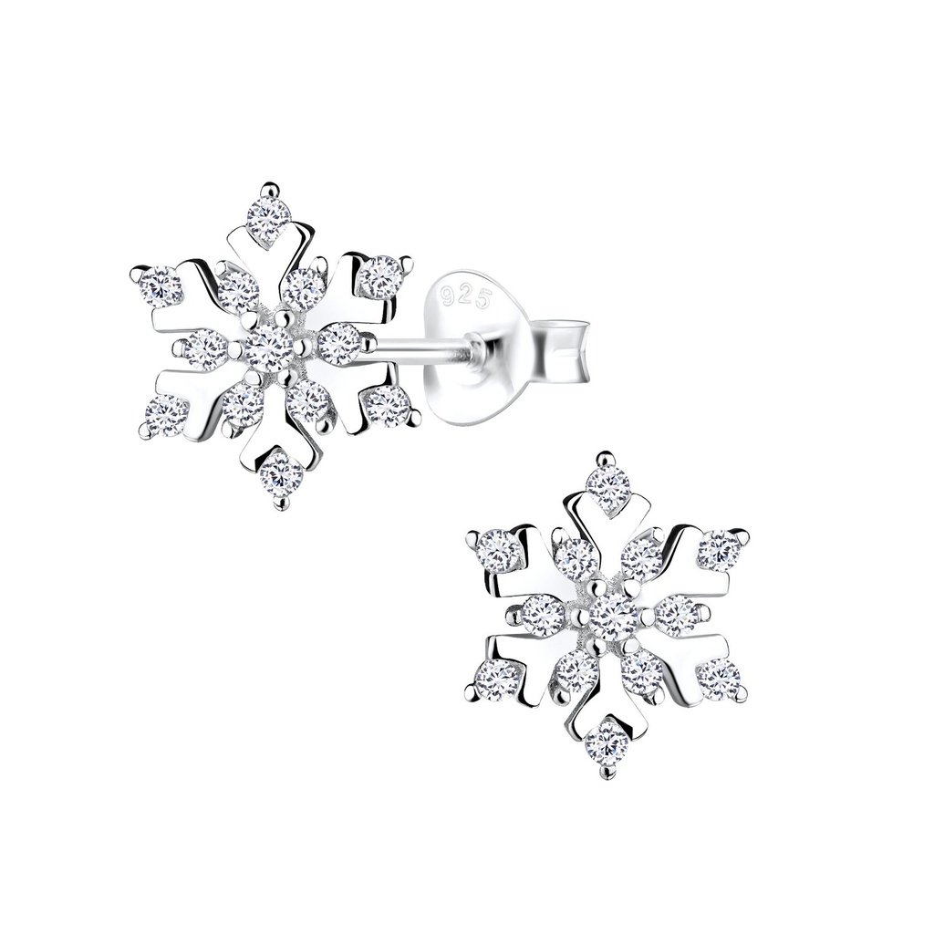 [10012067] Puces d'oreilles flocon de neige en argent