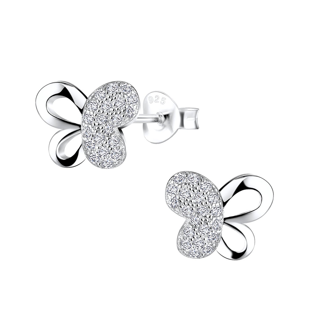 Puces d'oreilles papillon en argent