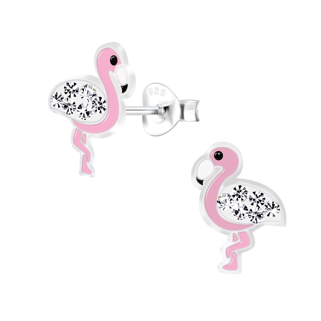 Puces d'oreilles flamant rose en argent