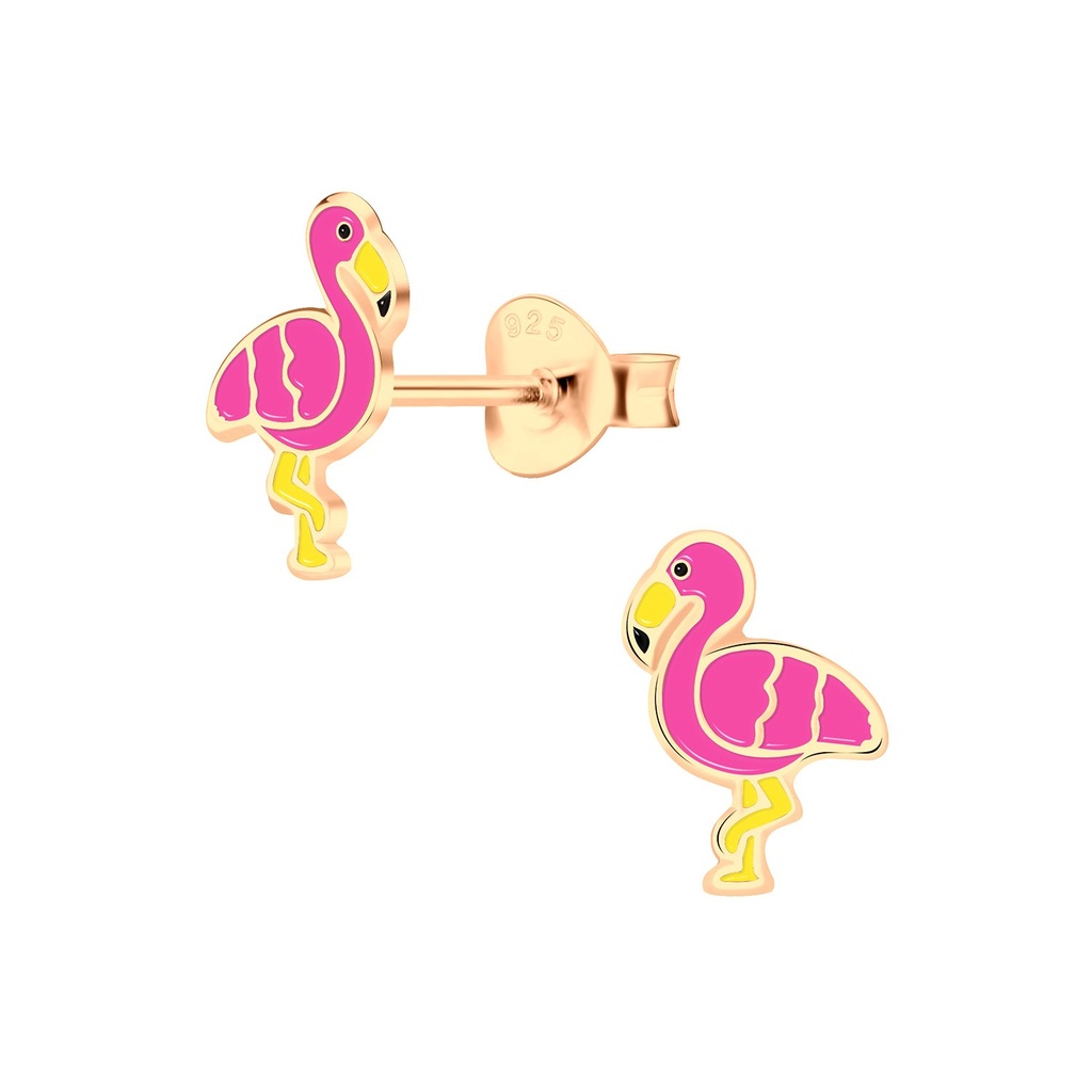 Puces d'oreilles flamant rose en argent
