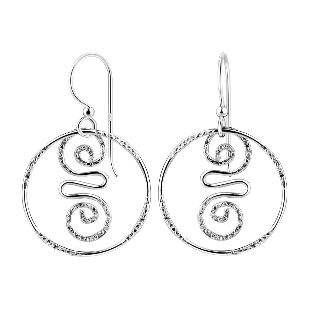 [10011468] Silver Spiral Earrings