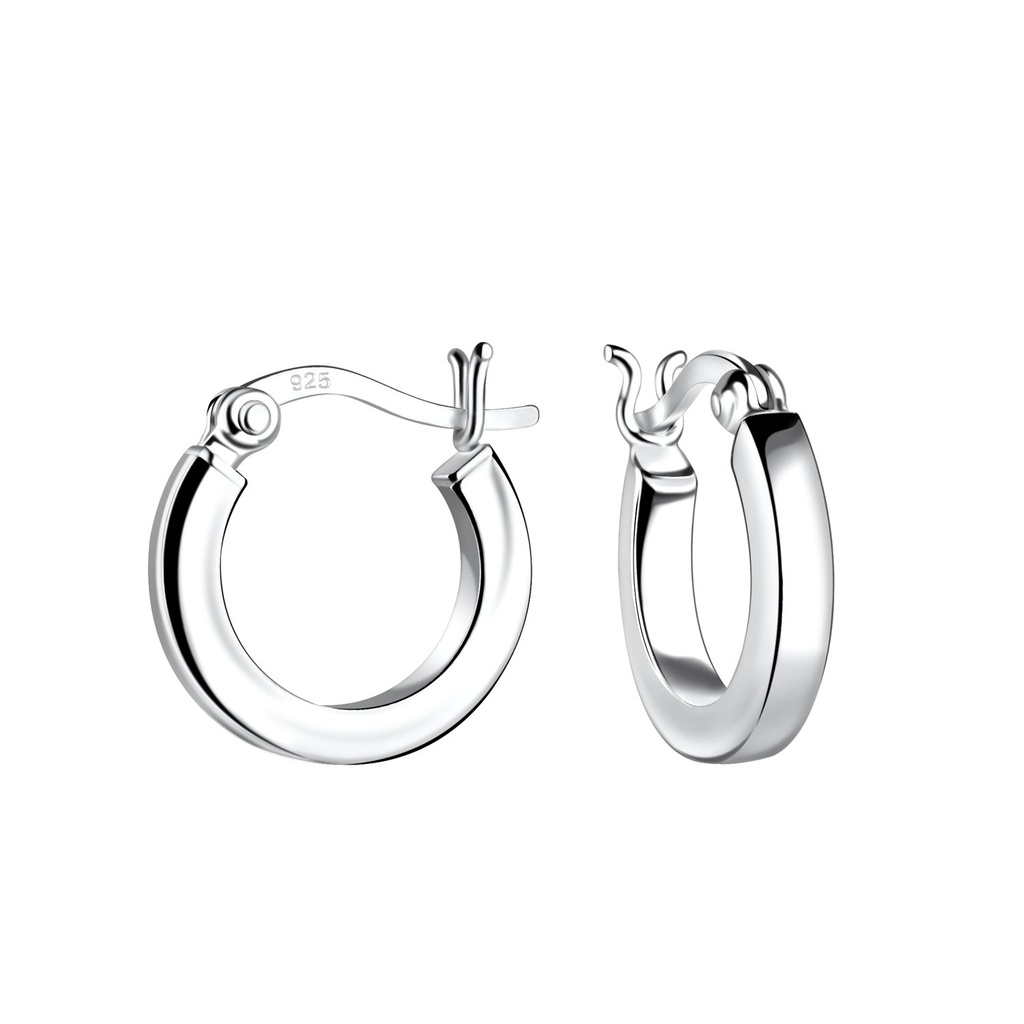 [10029723] 15mm Silver French Lock Hoop Earrings