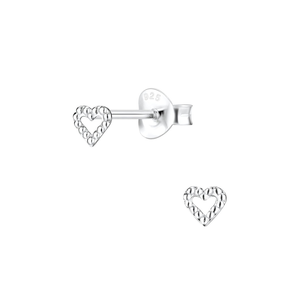 Silver Heart Stud Earrings