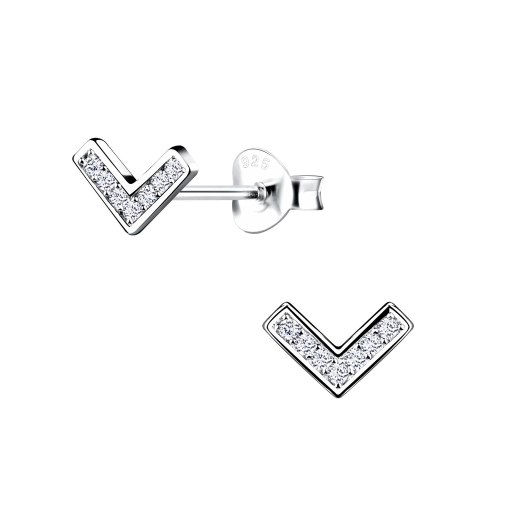 Puces d'oreilles chevron en argent