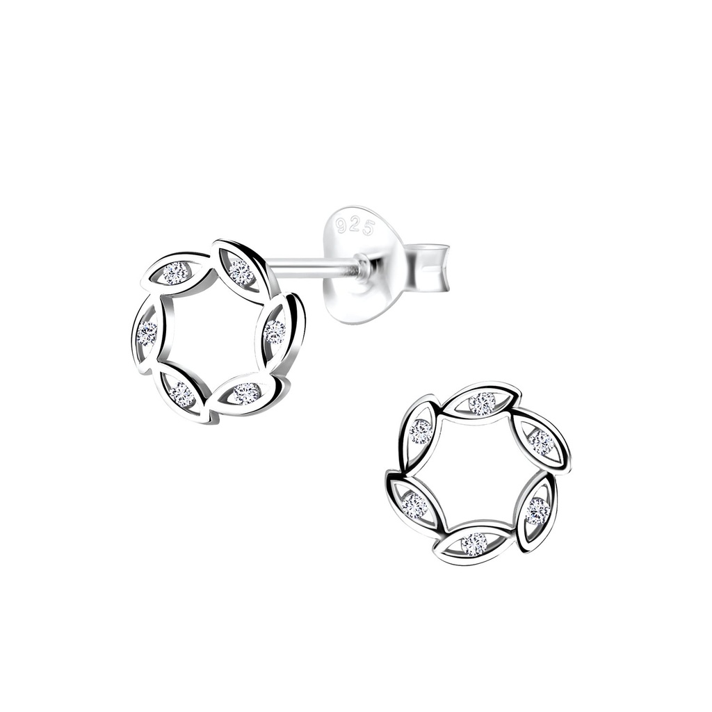 Silver Wreath Stud Earrings