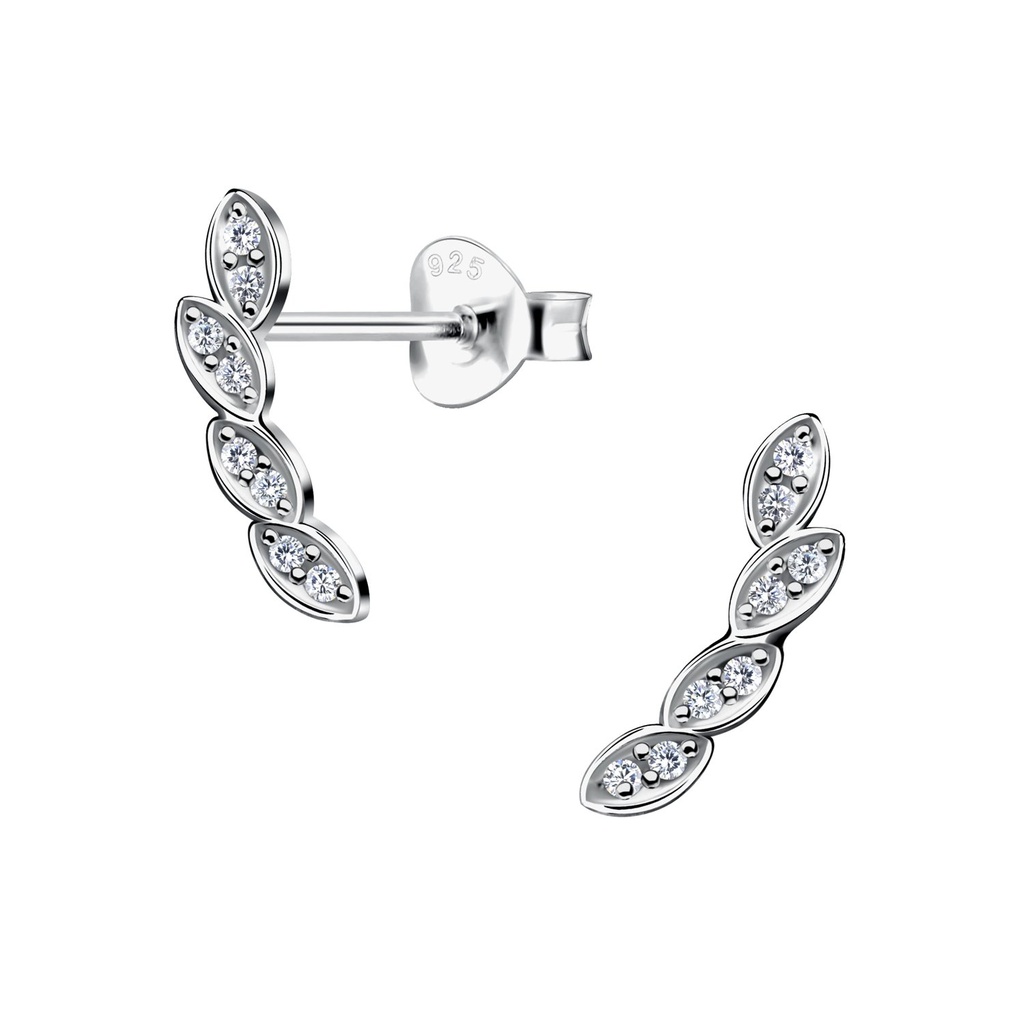 Puces d'oreilles feuille en argent