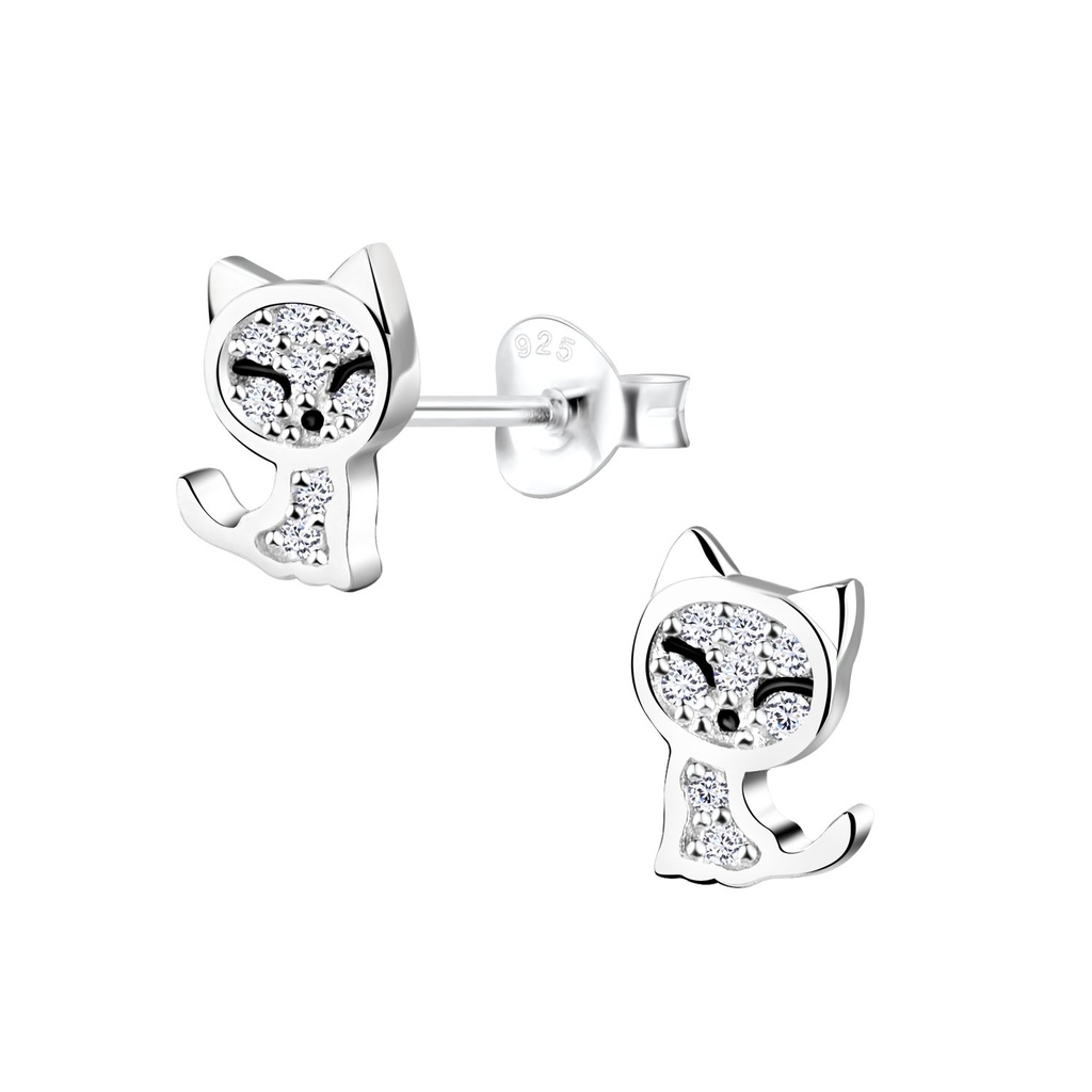 [10012069] Puces d'oreilles chat en argent