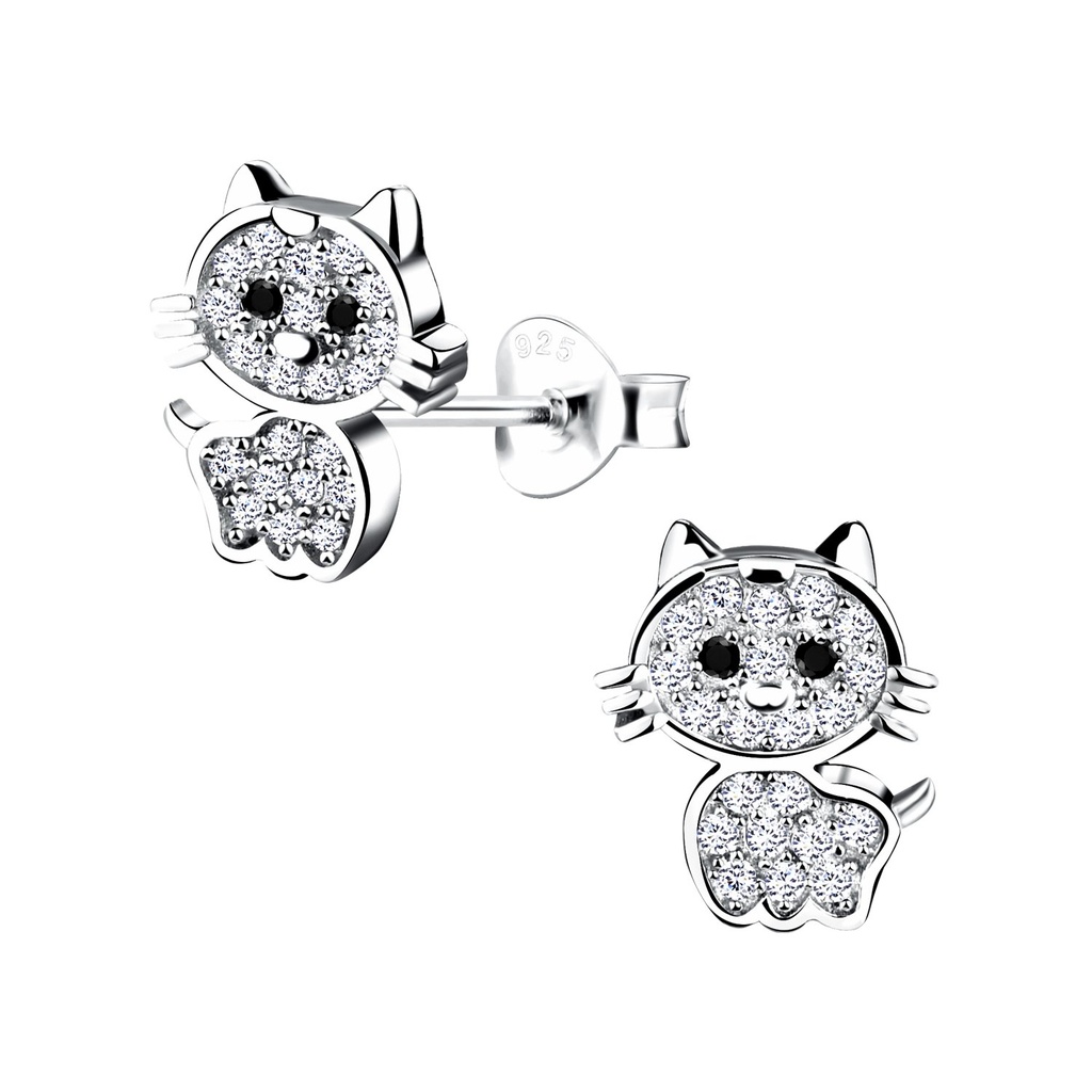 [10012070] Puces d'oreilles chat en argent
