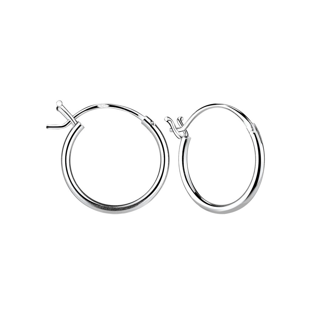 14mm Silver French Lock Hoop Earrings
