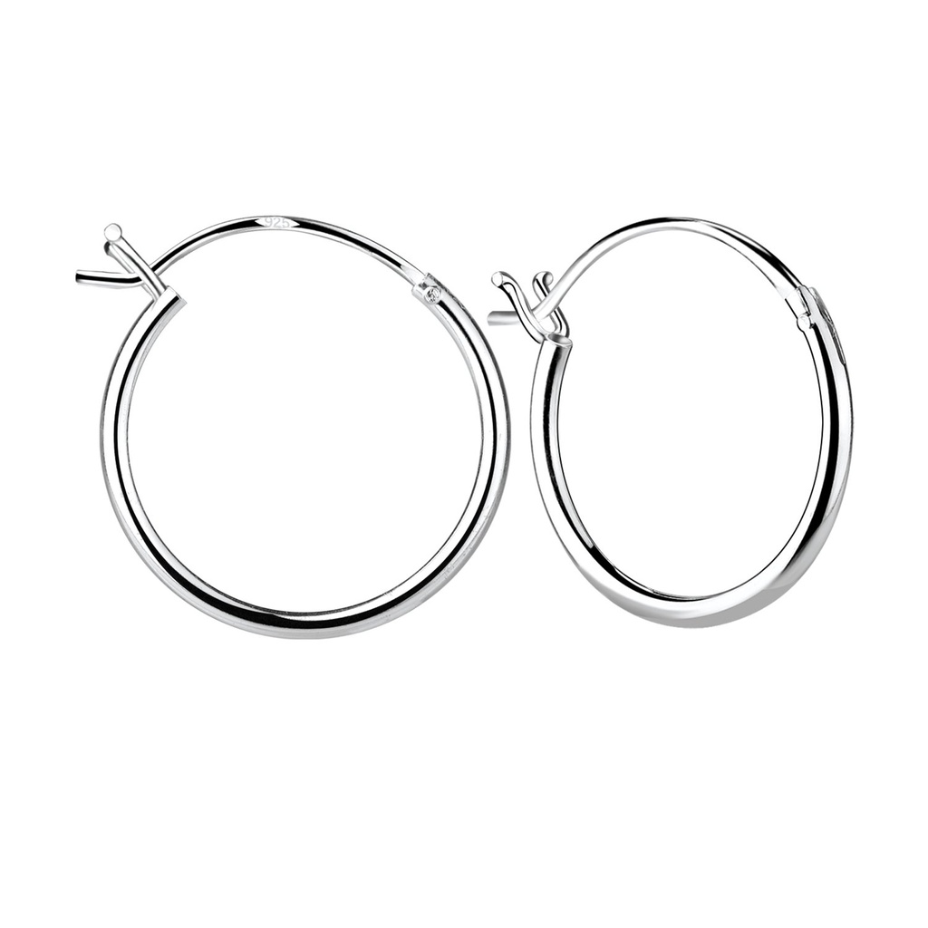 [10011456] Créoles fermoir français en argent 16 mm