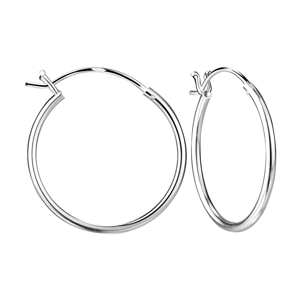 [10011386] 20mm Silver French Lock Hoop Earrings