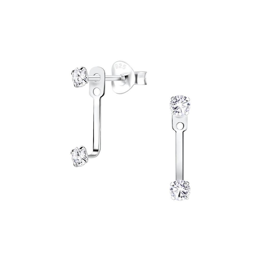 [10011672] Silver Double Round Ear Jacket