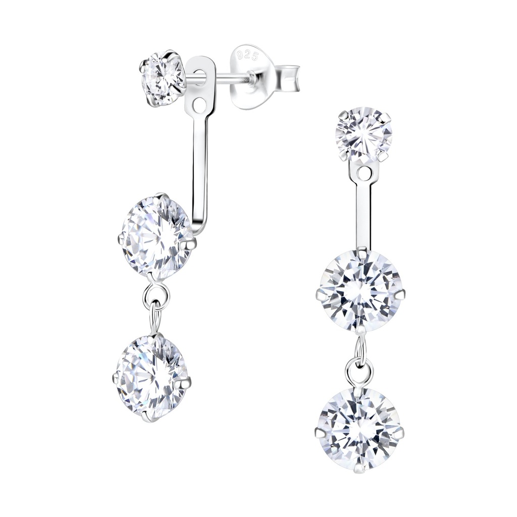 Silver Triple Round Ear Jacket