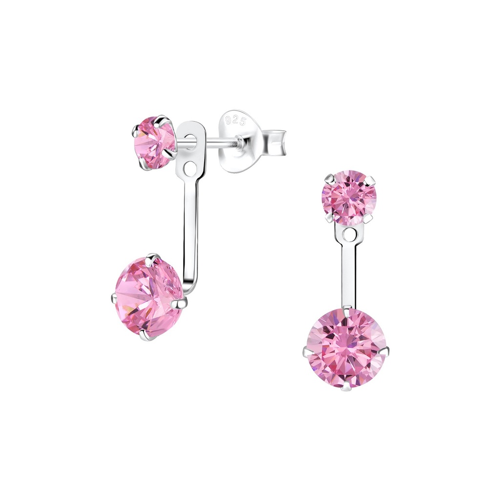 Silver Double Round Ear Jacket