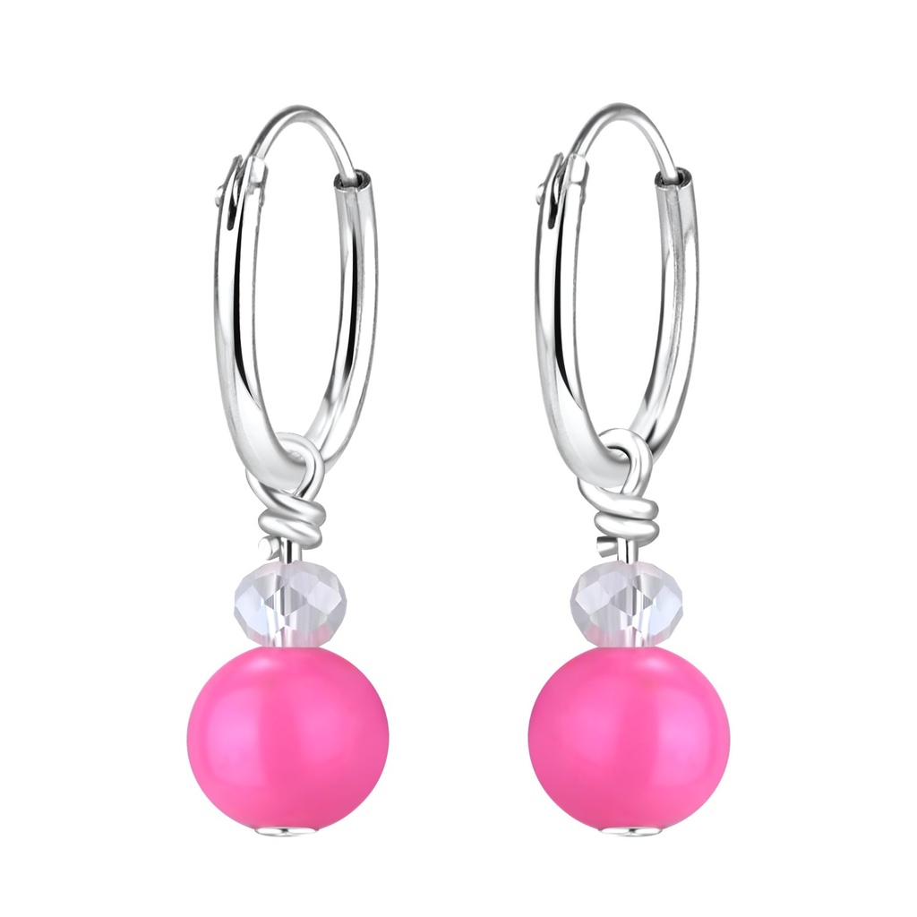 Silver Handmade Bead Hoop Earrings