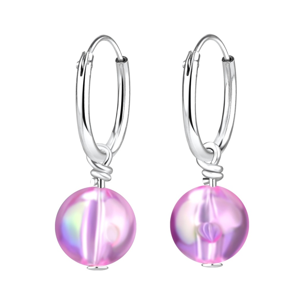 Silver Handmade Bead Hoop Earrings
