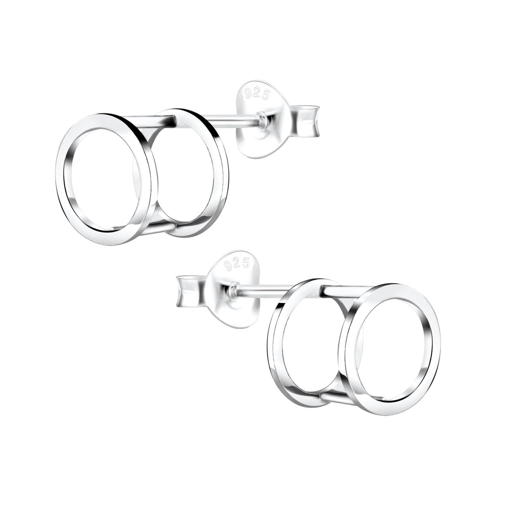 Silver Geometric Stud Earrings