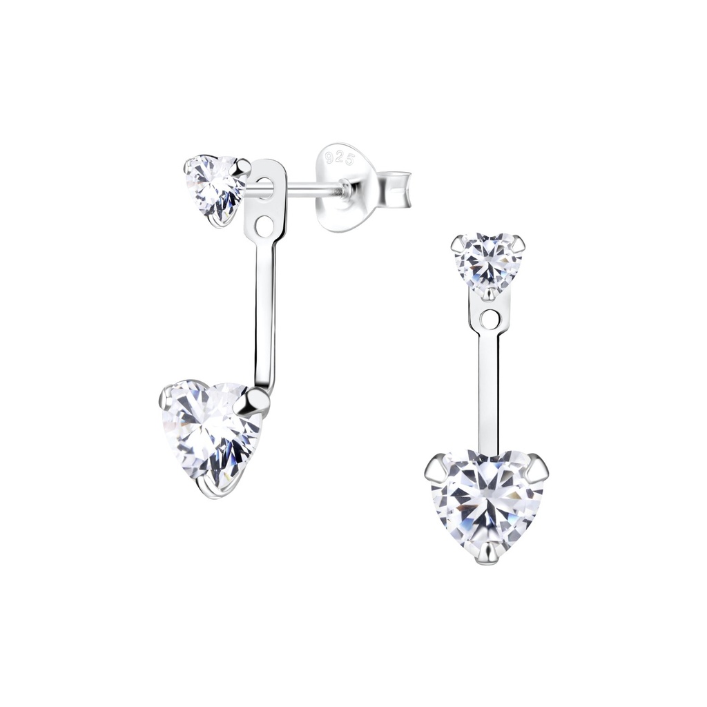 [10011755] Ear jacket cœur double en argent
