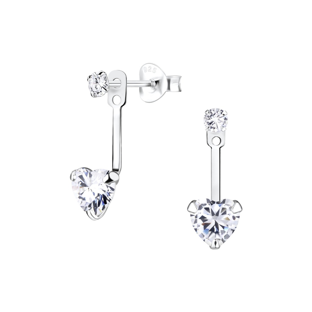Ear jacket cœur en argent
