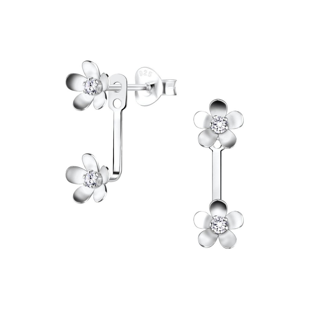 [10011753] Ear jacket fleur en argent