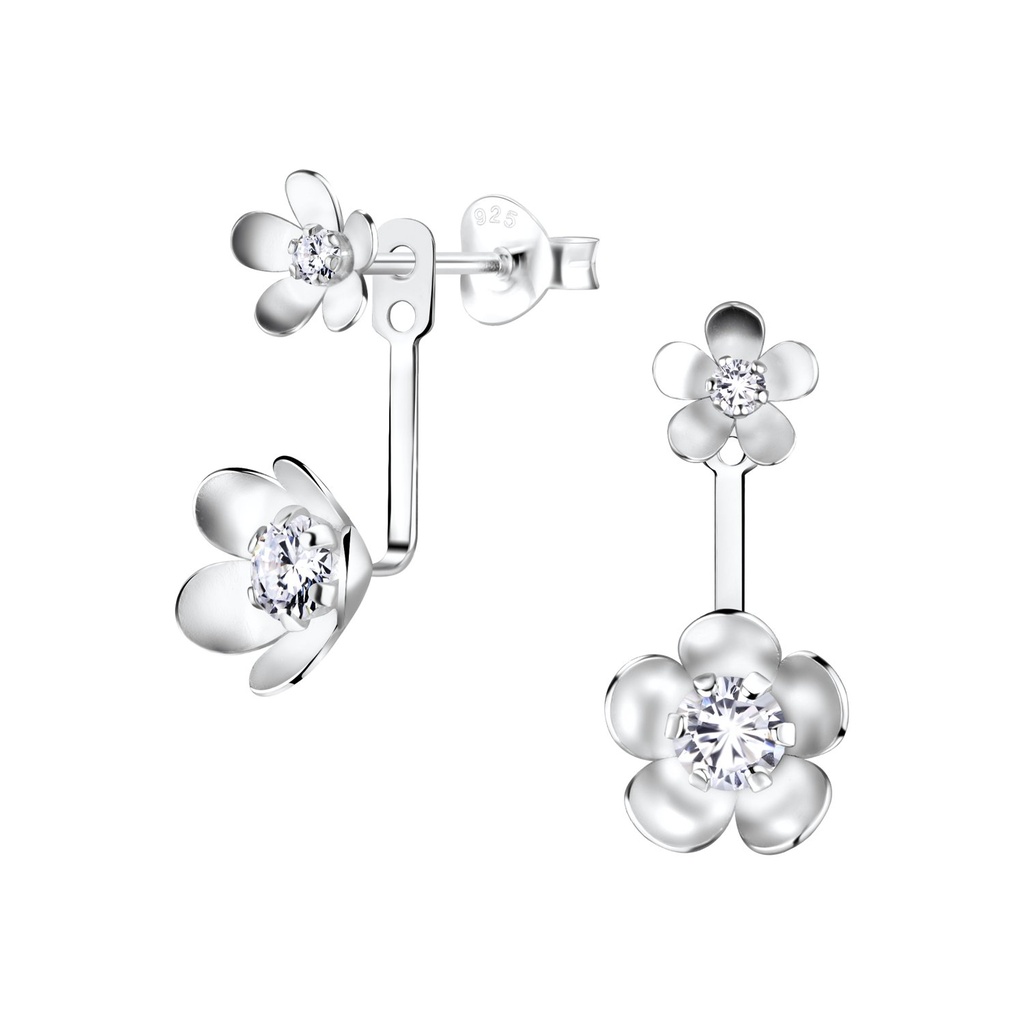 [10011674] Silver Flower Ear Jacket