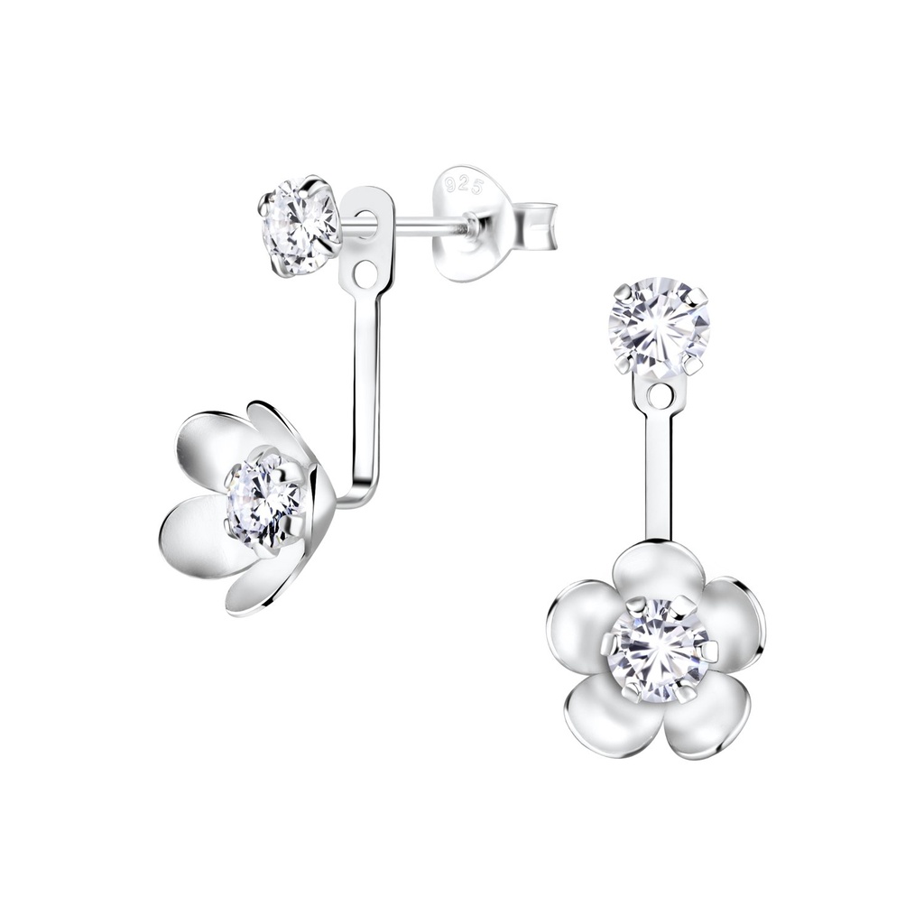 Ear jacket fleur en argent