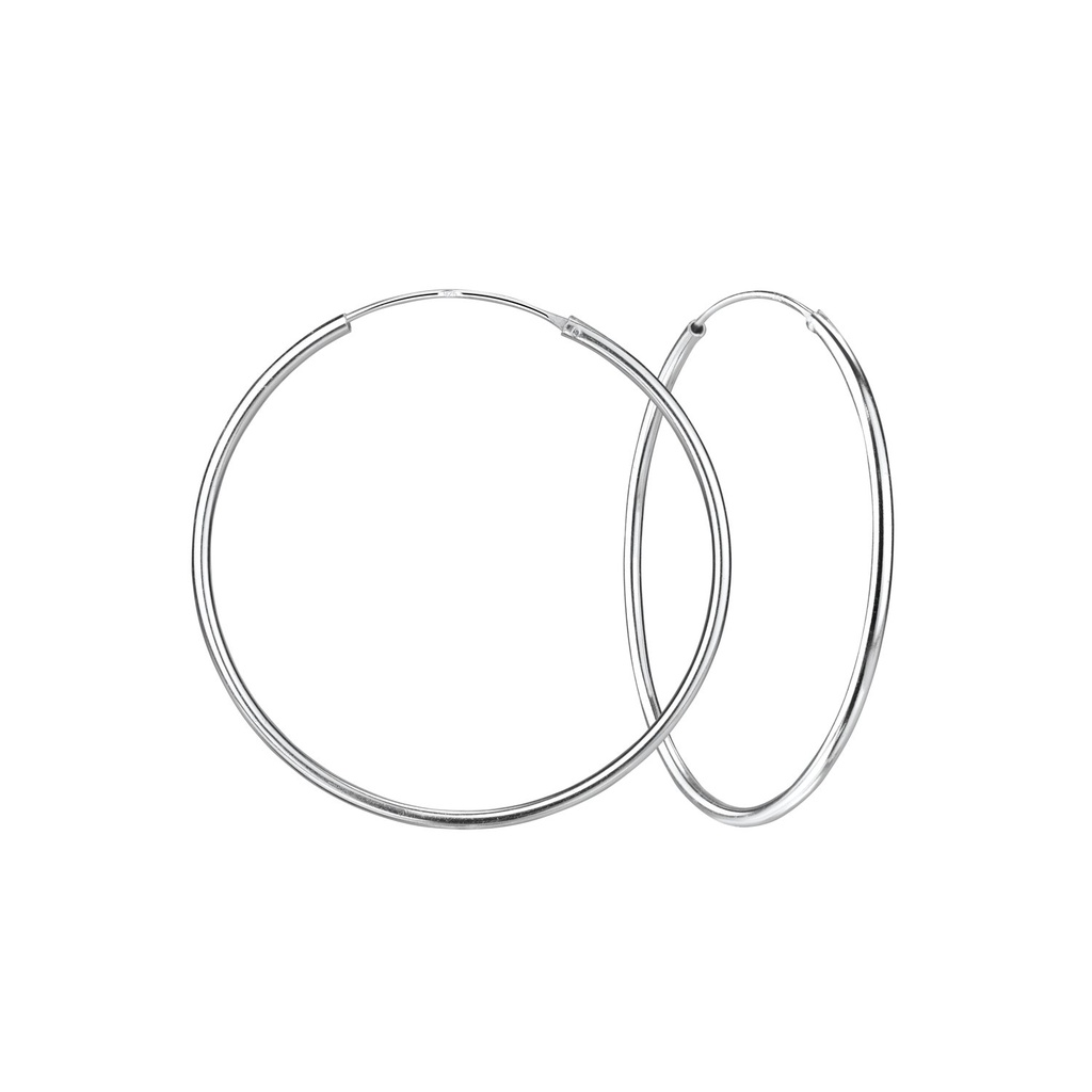 [10010653] 50mm Silver Thick Hoop Earrings
