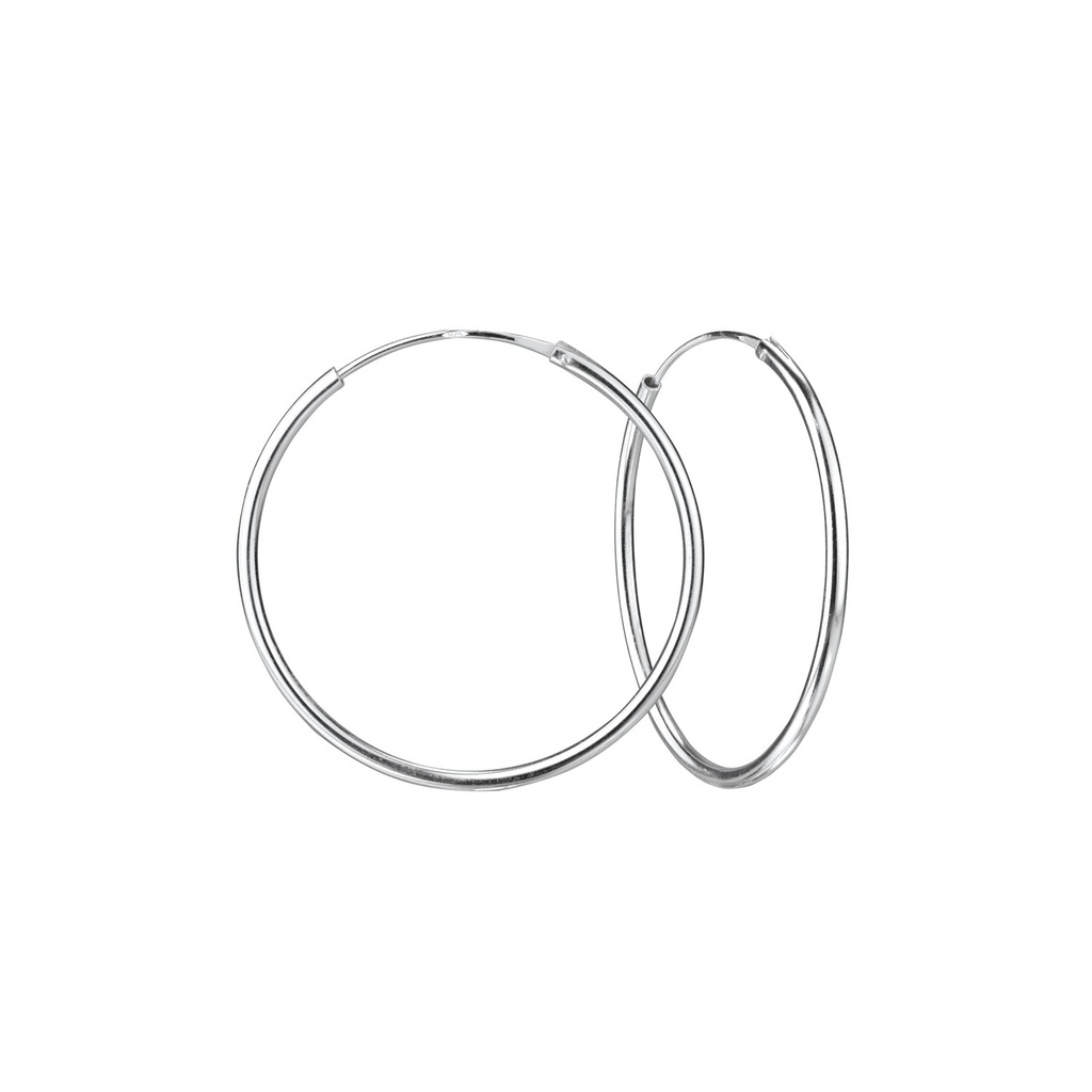 [10010668] 40mm Silver Thick Hoop Earrings