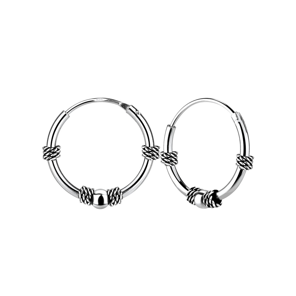 [10010898] 14mm Silver Bali Hoop Earrings