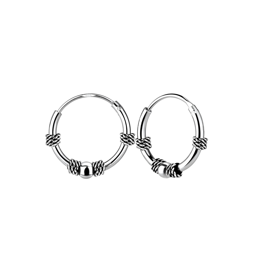 [10010897] 12mm Silver Bali Hoop Earrings