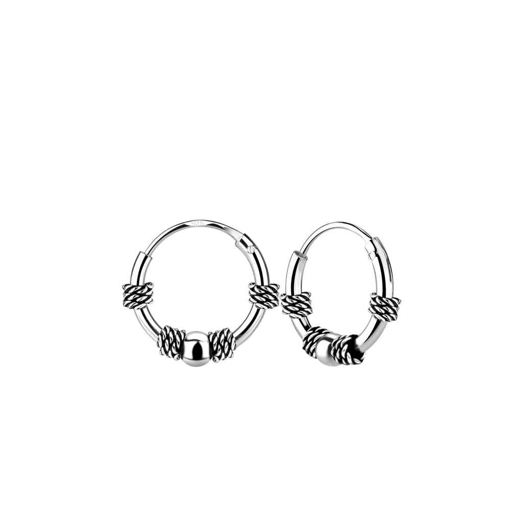 [10011371] Créoles Bali en argent 10 mm