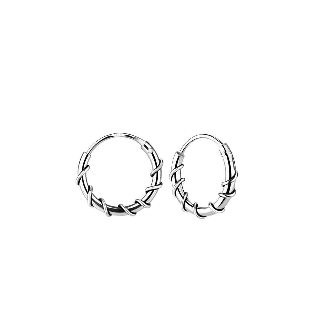 [10011242] 10mm Silver Bali Hoop Earrings