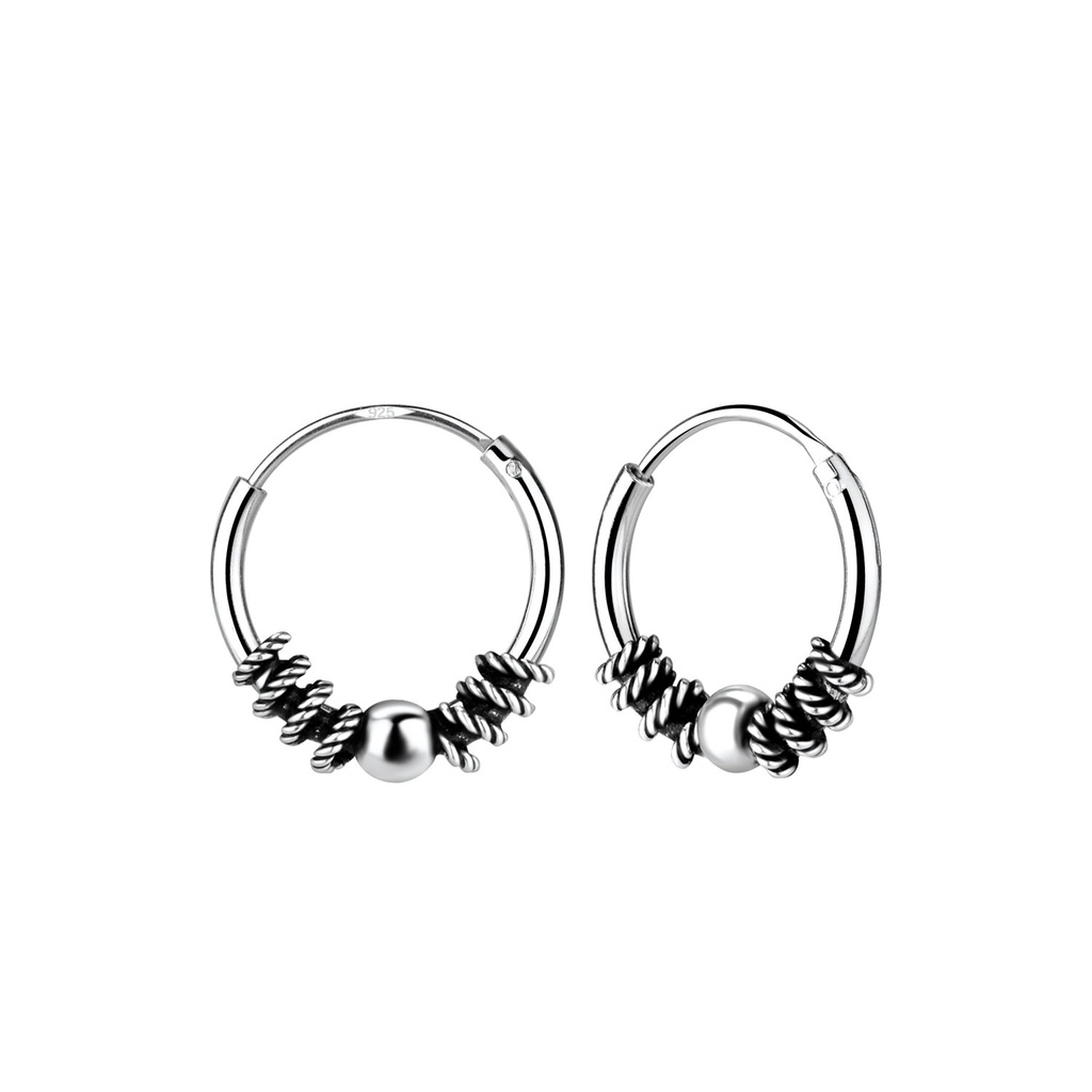 12mm Silver Bali Hoop Earrings