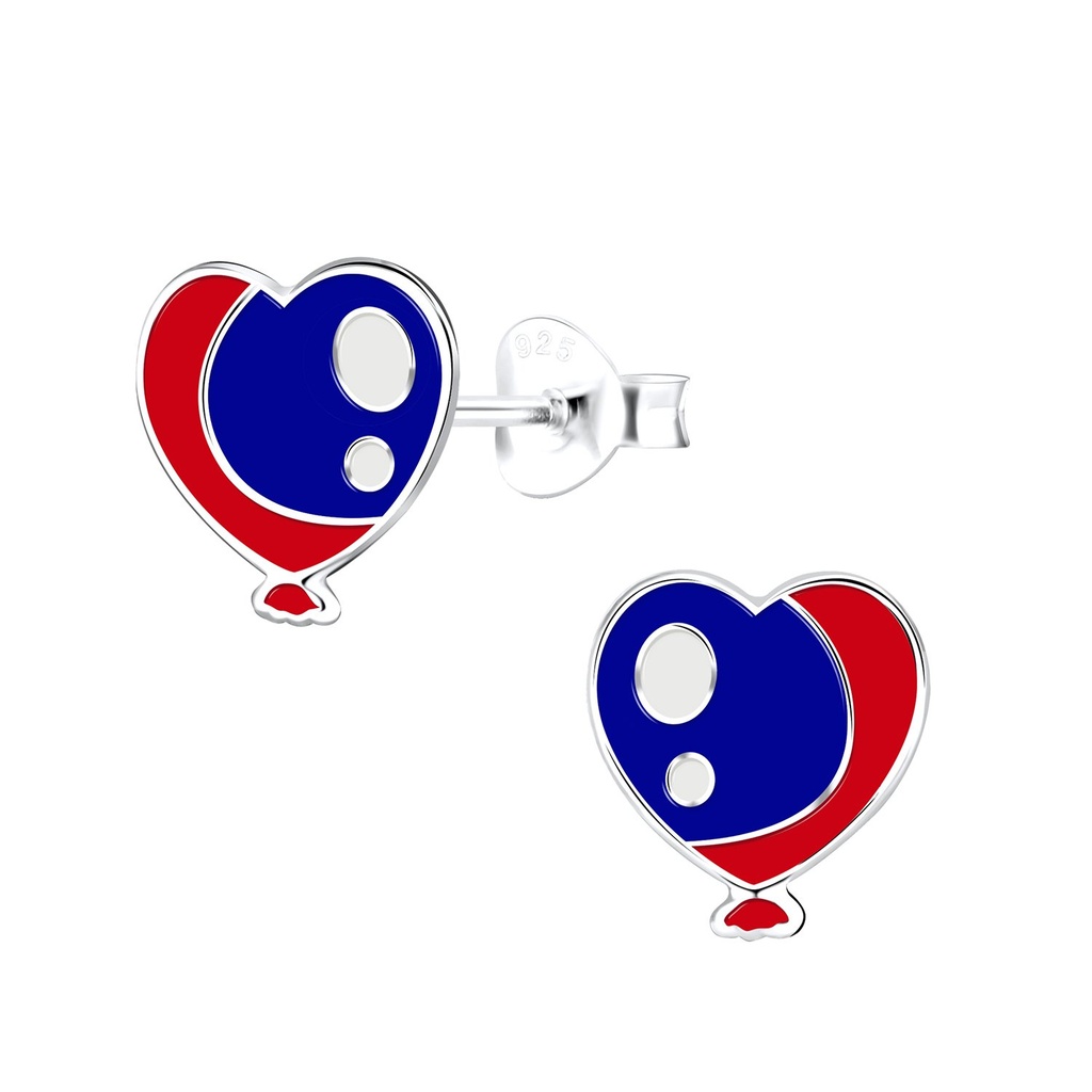 Silver USA Heart Stud Earrings