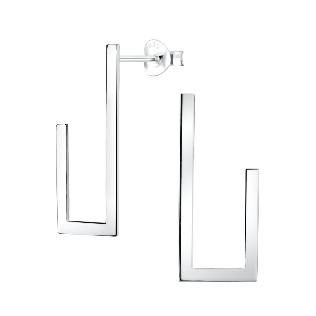 Silver Geometric Stud Earrings