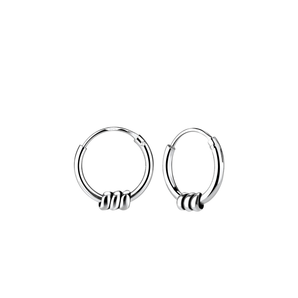 [10011229] 10mm Silver Bali Hoop Earrings