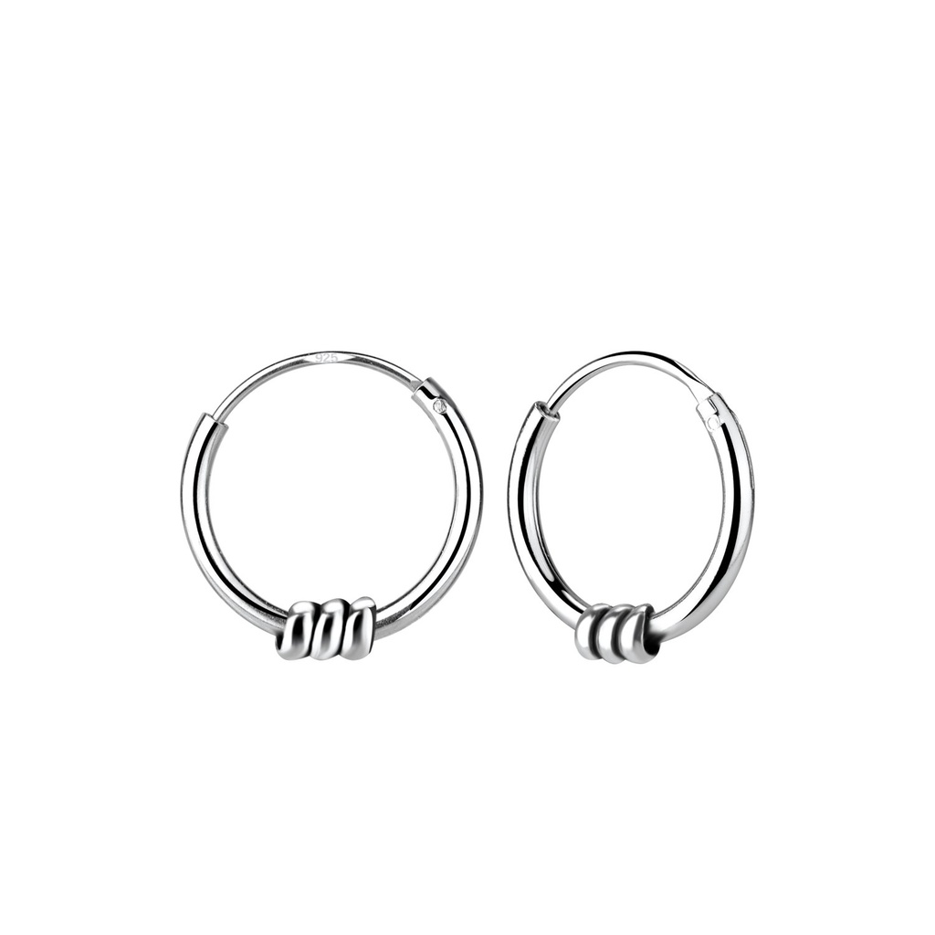 12mm Silver Bali Hoop Earrings