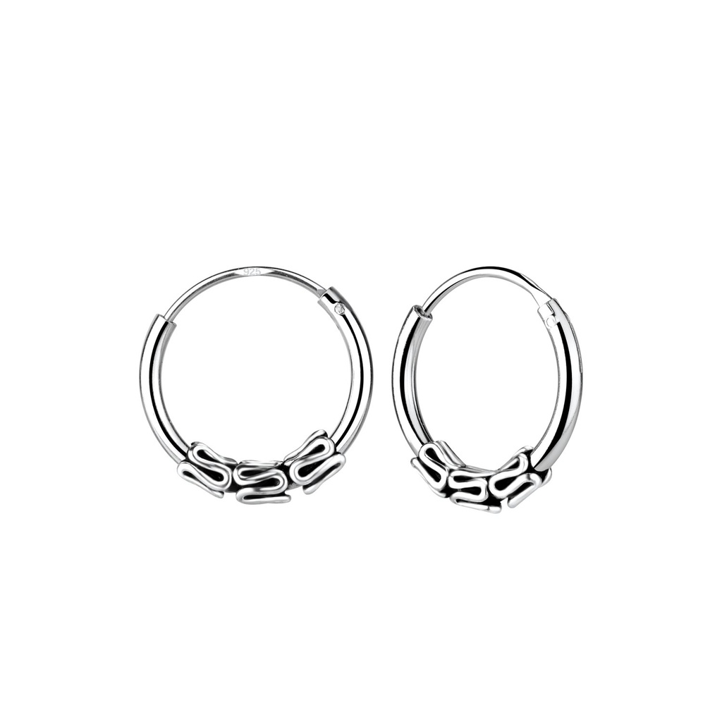 [10011368] 12mm Silver Bali Hoop Earrings