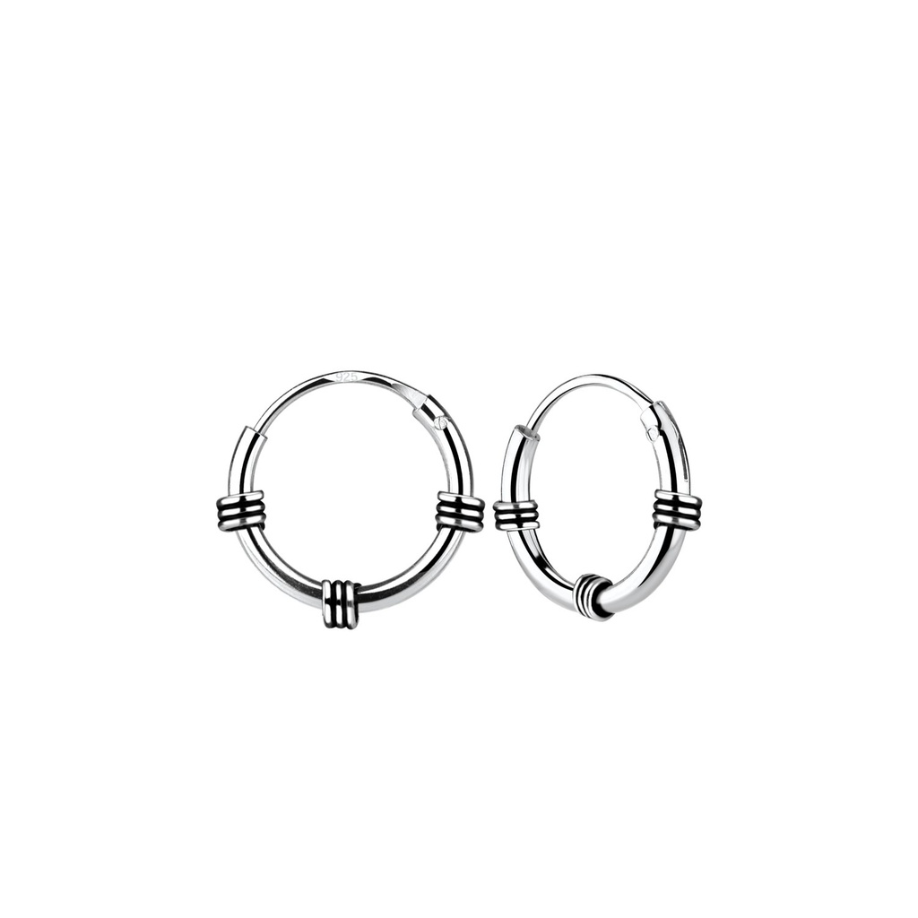 [10010904] 10mm Silver Bali Hoop Earrings