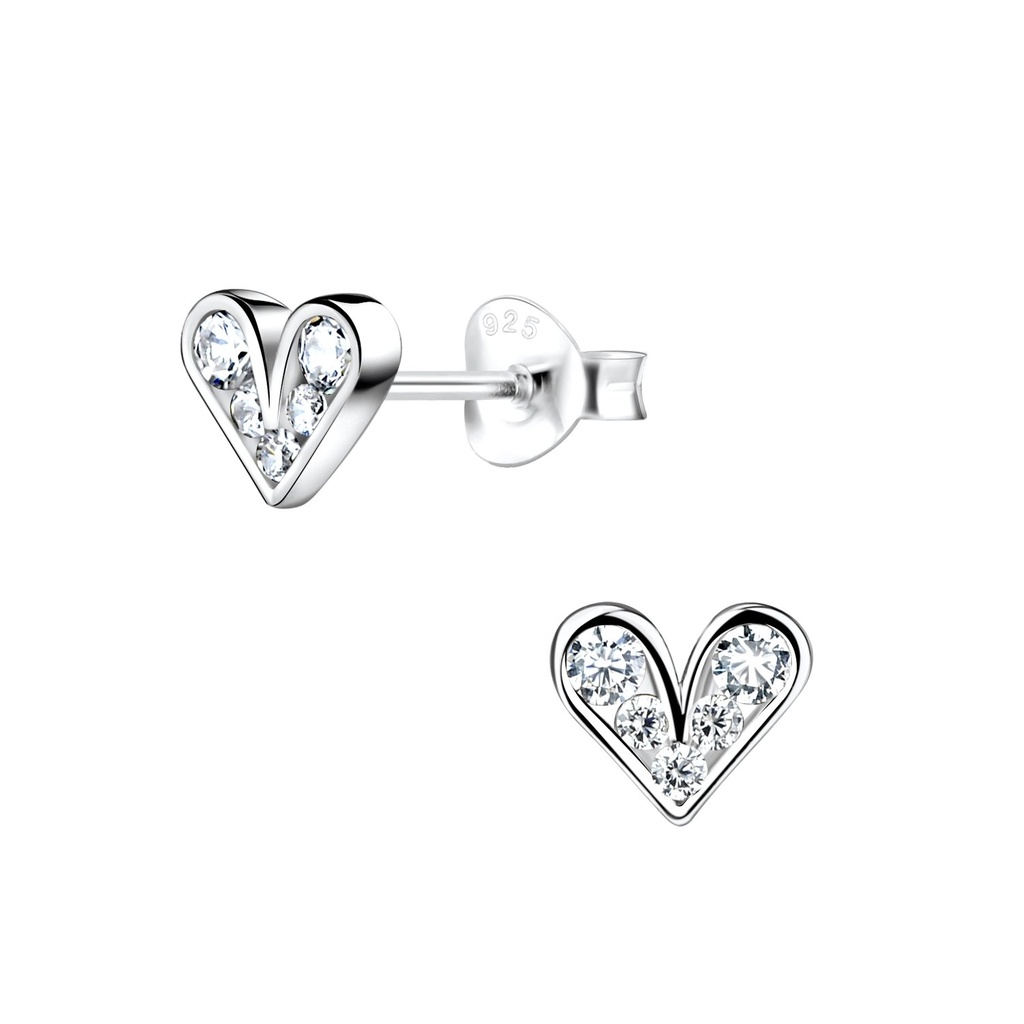 Silver Heart Stud Earrings
