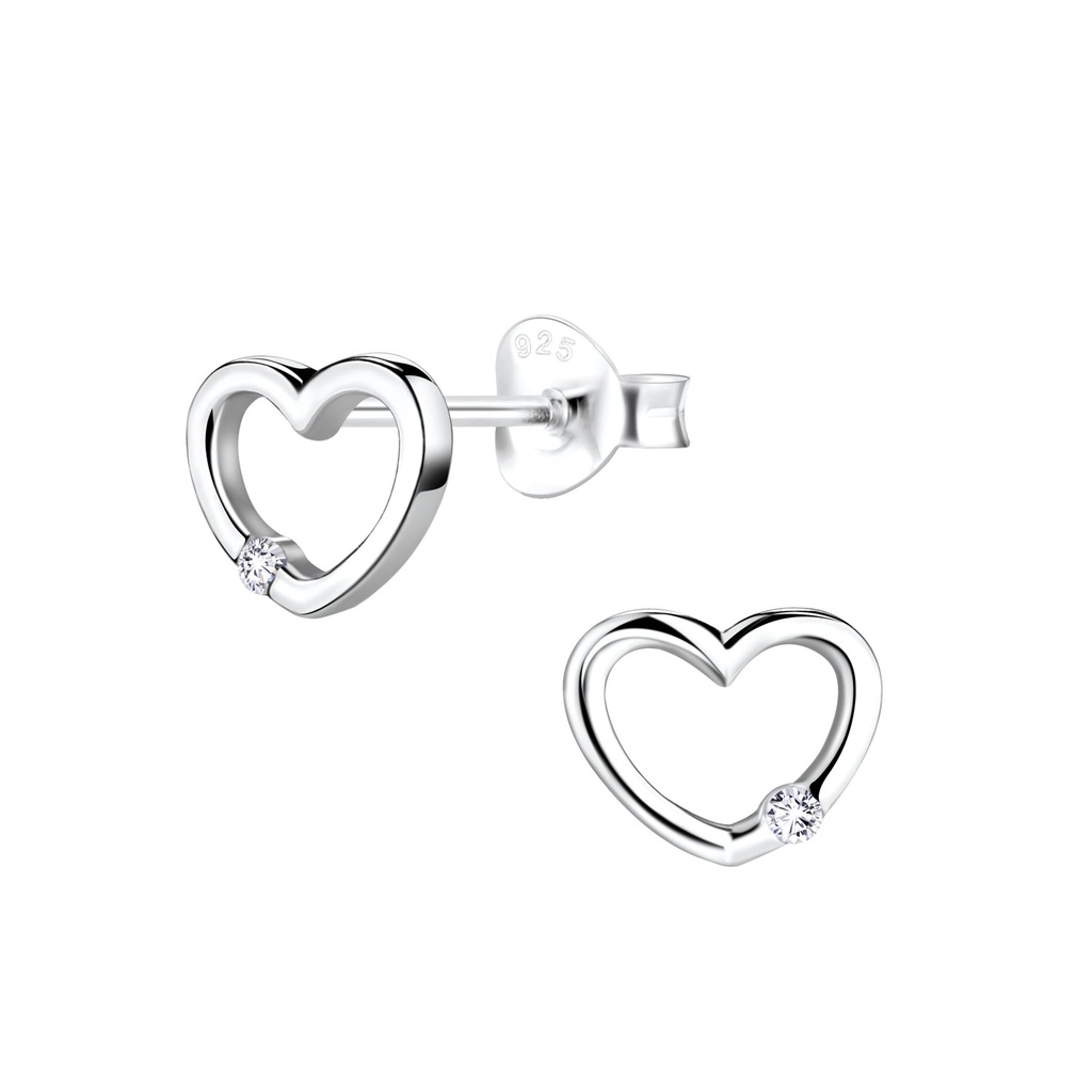 Puces d'oreilles cœur en argent