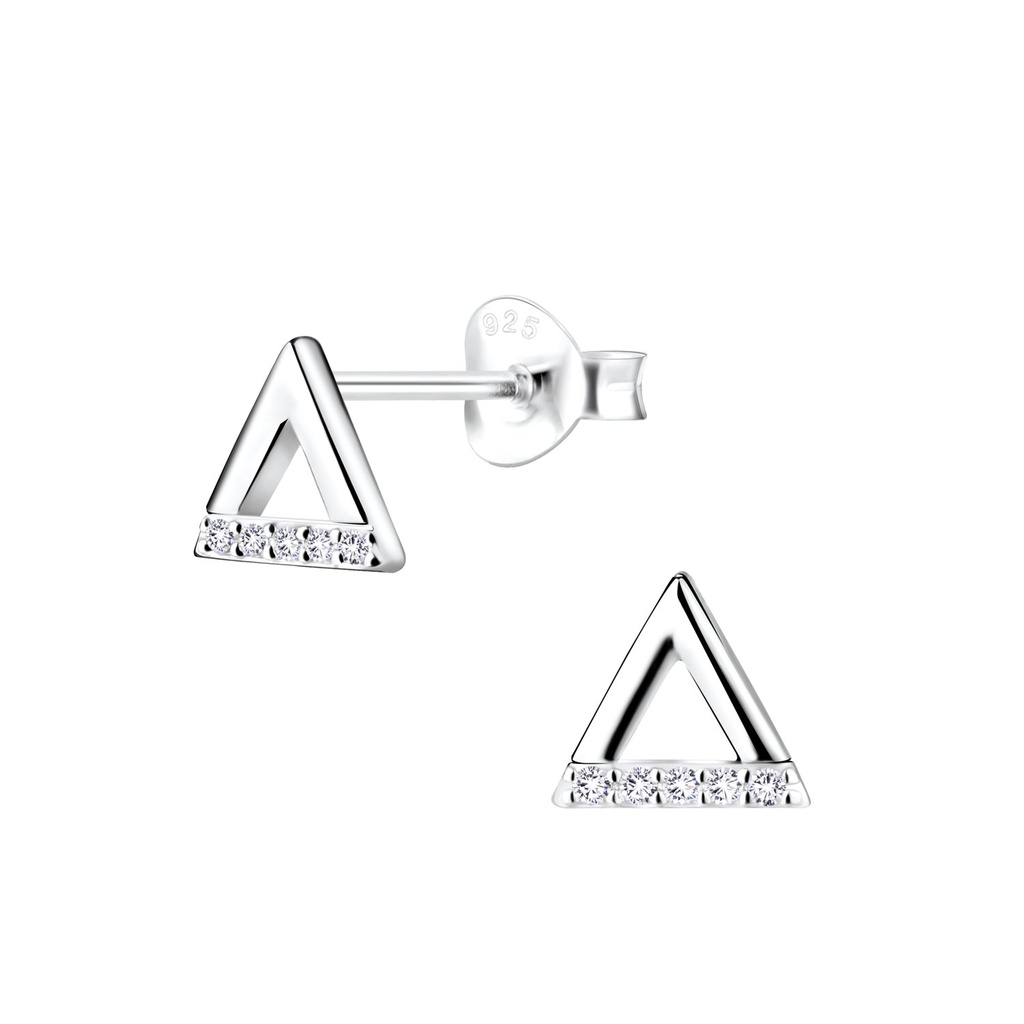 Silver Triangle Stud Earrings