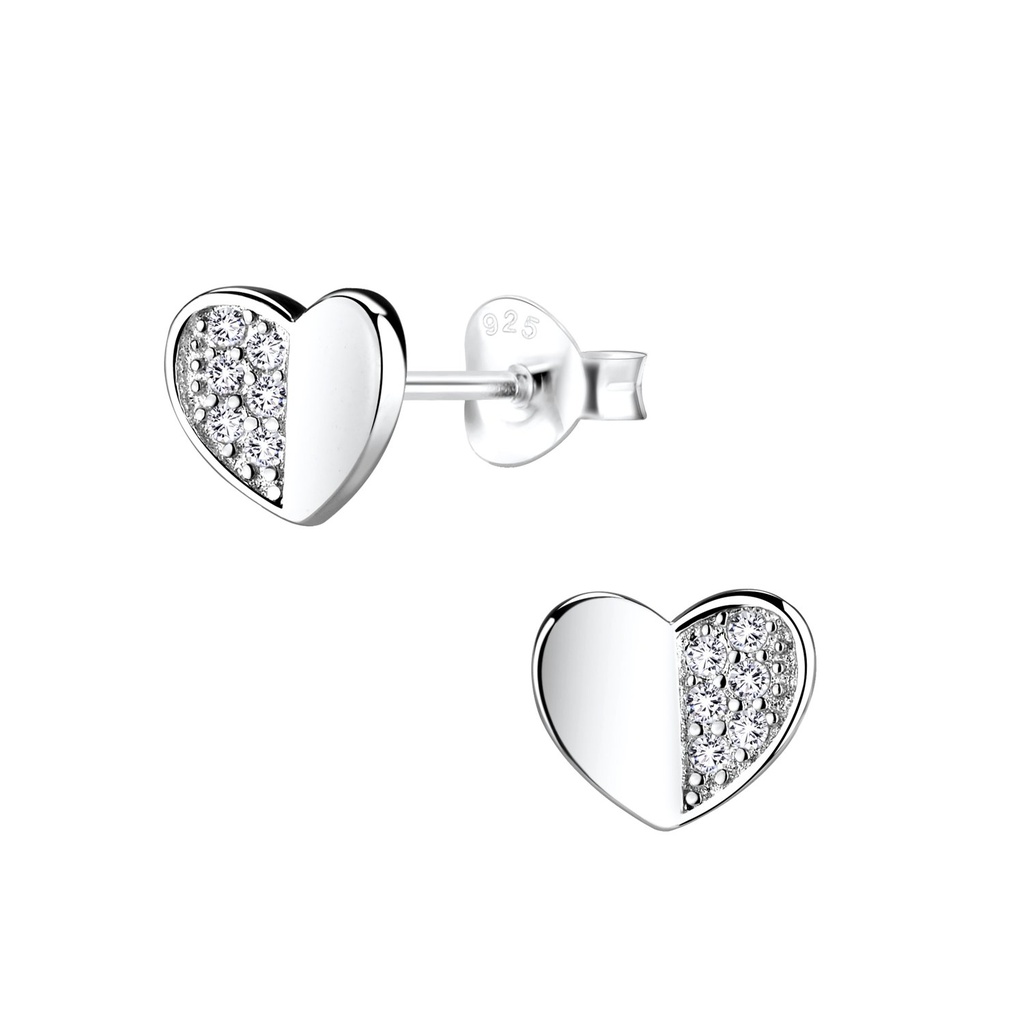 Puces d'oreilles cœur en argent